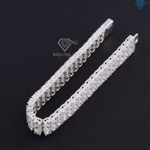 Lắc tay bạc Tennis cho nam 3 hàng đính đá 5mm LTA0204