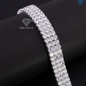 Lắc tay bạc Tennis cho nam 3 hàng đính đá 5mm LTA0204
