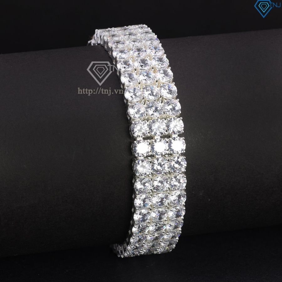 Lắc tay bạc Tennis cho nam 3 hàng đính đá 5mm LTA0204