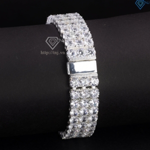Lắc tay bạc Tennis cho nam 3 hàng đính đá 5mm LTA0204