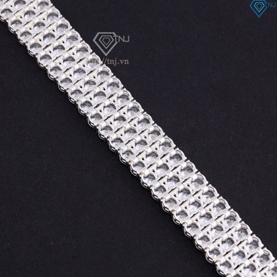 Lắc tay bạc Tennis cho nam 3 hàng đính đá 5mm LTA0204