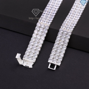 Lắc tay bạc Tennis cho nam 3 hàng đính đá 5mm LTA0204