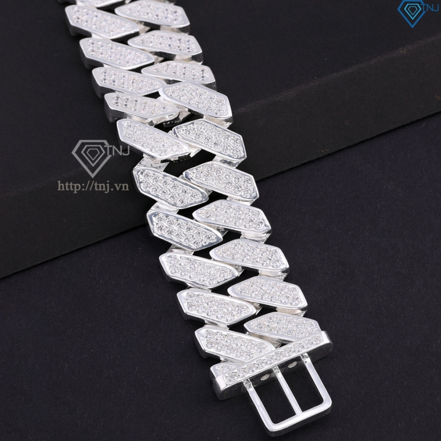 Lắc tay Cuban bạc phiên bản to 25mm đẹp LTA0211
