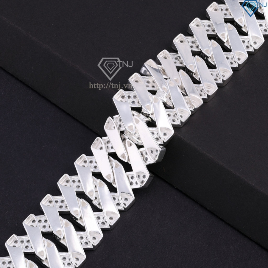Lắc tay Cuban bạc phiên bản to 25mm đẹp LTA0211