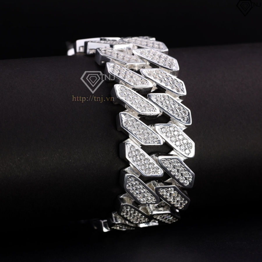Lắc tay Cuban bạc phiên bản to 25mm đẹp LTA0211