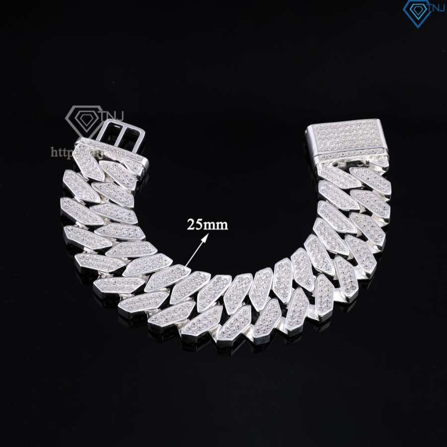 Lắc tay Cuban bạc phiên bản to 25mm đẹp LTA0211