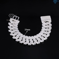 Lắc tay Cuban bạc phiên bản to 25mm đẹp LTA0211