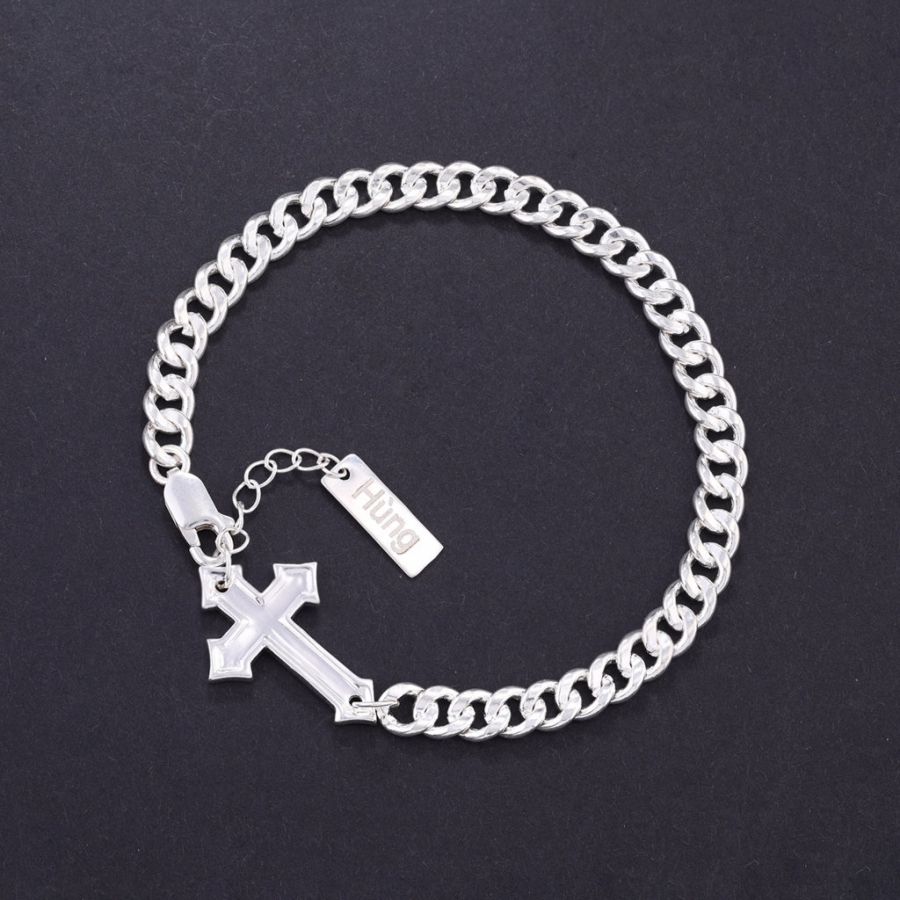 Lắc tay bạc nam hình thánh giá khắc tên theo yêu cầu LTA0212