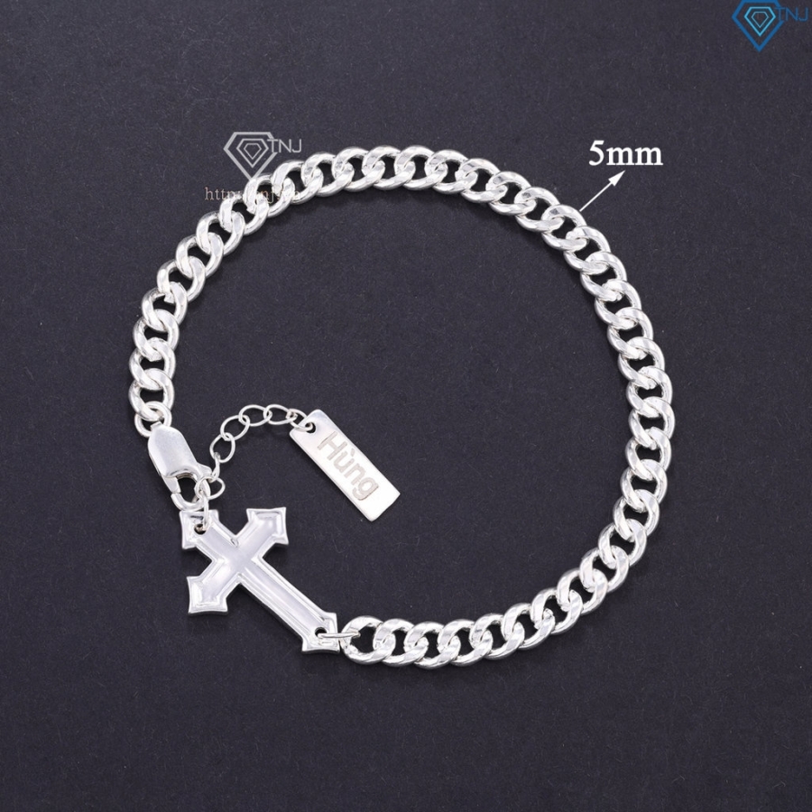Lắc tay bạc nam hình thánh giá khắc tên theo yêu cầu LTA0212