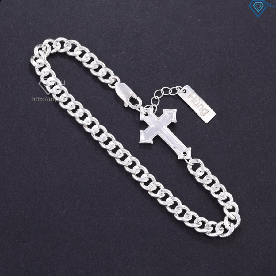 Lắc tay bạc nam hình thánh giá khắc tên theo yêu cầu LTA0212