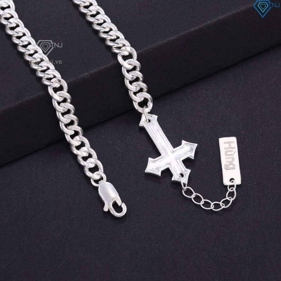 Lắc tay bạc nam hình thánh giá khắc tên theo yêu cầu LTA0212