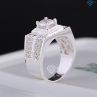 Nhẫn bạc nam bản chữ nhật đính đá đẹp NNA0829