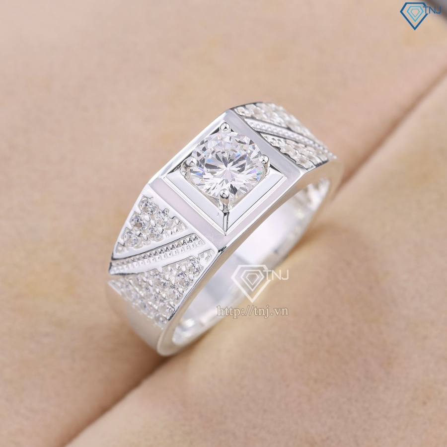 Nhẫn bạc nam 925 đẹp đính đá đơn giản NNA0830