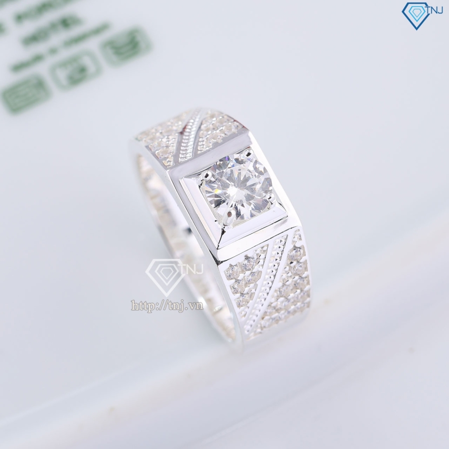 Nhẫn bạc nam 925 đẹp đính đá đơn giản NNA0830