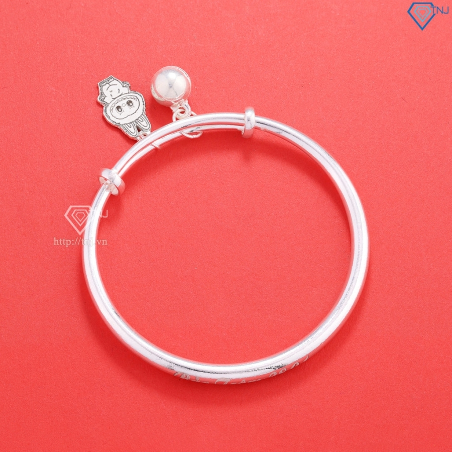 Lắc bạc trẻ em khắc tên hình Labubu LTT0198