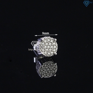 Bông tai bạc nam mặt tròn đính full kim cương Moissanite BTAM0022