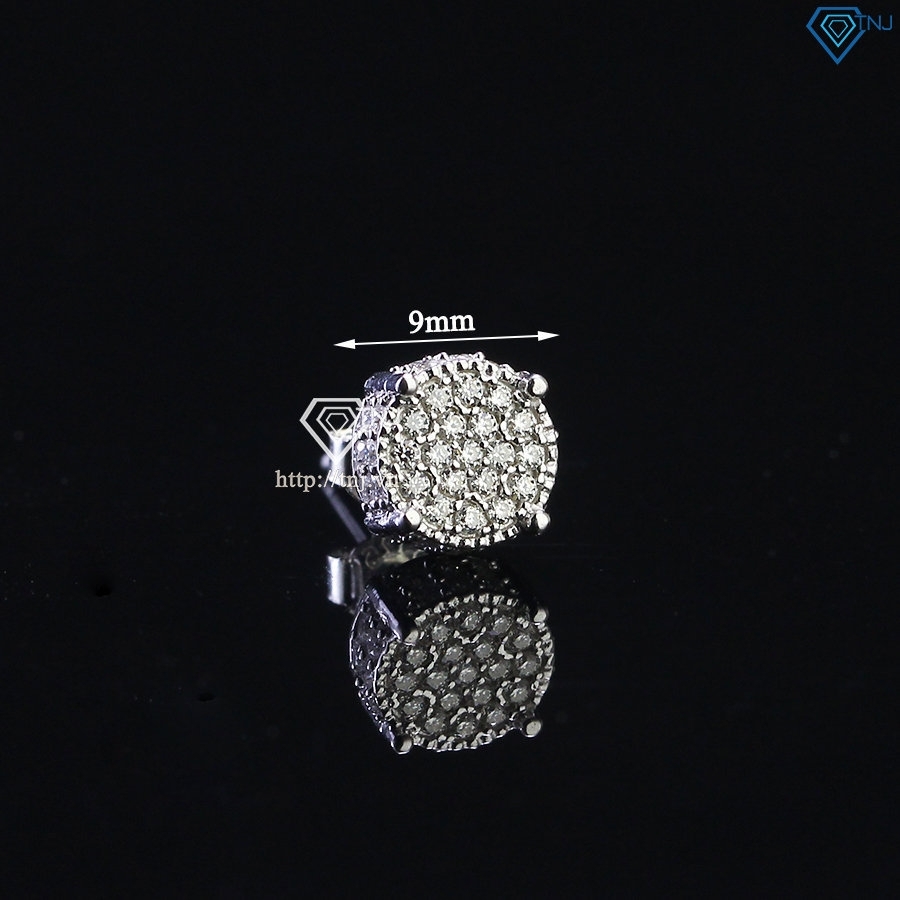 Bông tai bạc nam mặt tròn đính full kim cương Moissanite BTAM0022