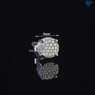Bông tai bạc nam mặt tròn đính full kim cương Moissanite BTAM0022
