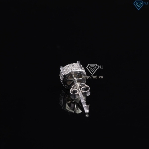 Bông tai bạc nam mặt tròn đính full kim cương Moissanite 6mm BTAM0036