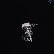 Bông tai bạc nam mặt tròn đính full kim cương Moissanite 6mm BTAM0036