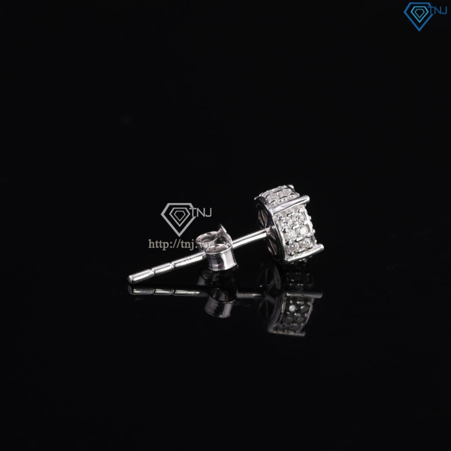 Bông tai bạc nam mặt tròn đính full kim cương Moissanite 6mm BTAM0036