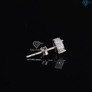 Bông tai bạc nam mặt tròn đính full kim cương Moissanite 6mm BTAM0036