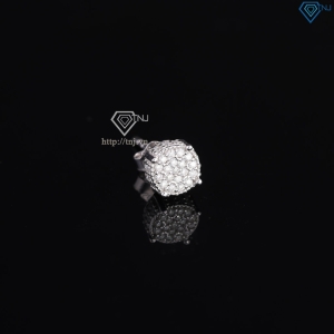 Bông tai bạc nam mặt tròn đính full kim cương Moissanite 6mm BTAM0036
