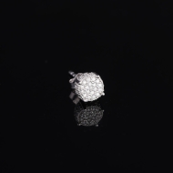 Bông tai bạc nam mặt tròn đính full kim cương Moissanite 6mm BTAM0036