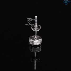 Bông tai bạc nam mặt tròn đính full kim cương Moissanite 6mm BTAM0036