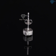 Bông tai bạc nam mặt tròn đính full kim cương Moissanite 6mm BTAM0036