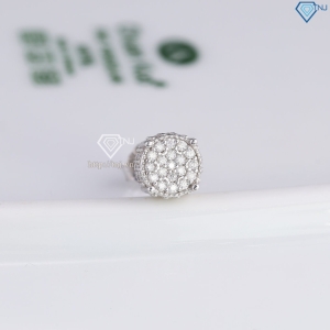 Bông tai bạc nam mặt tròn đính full kim cương Moissanite 6mm BTAM0036