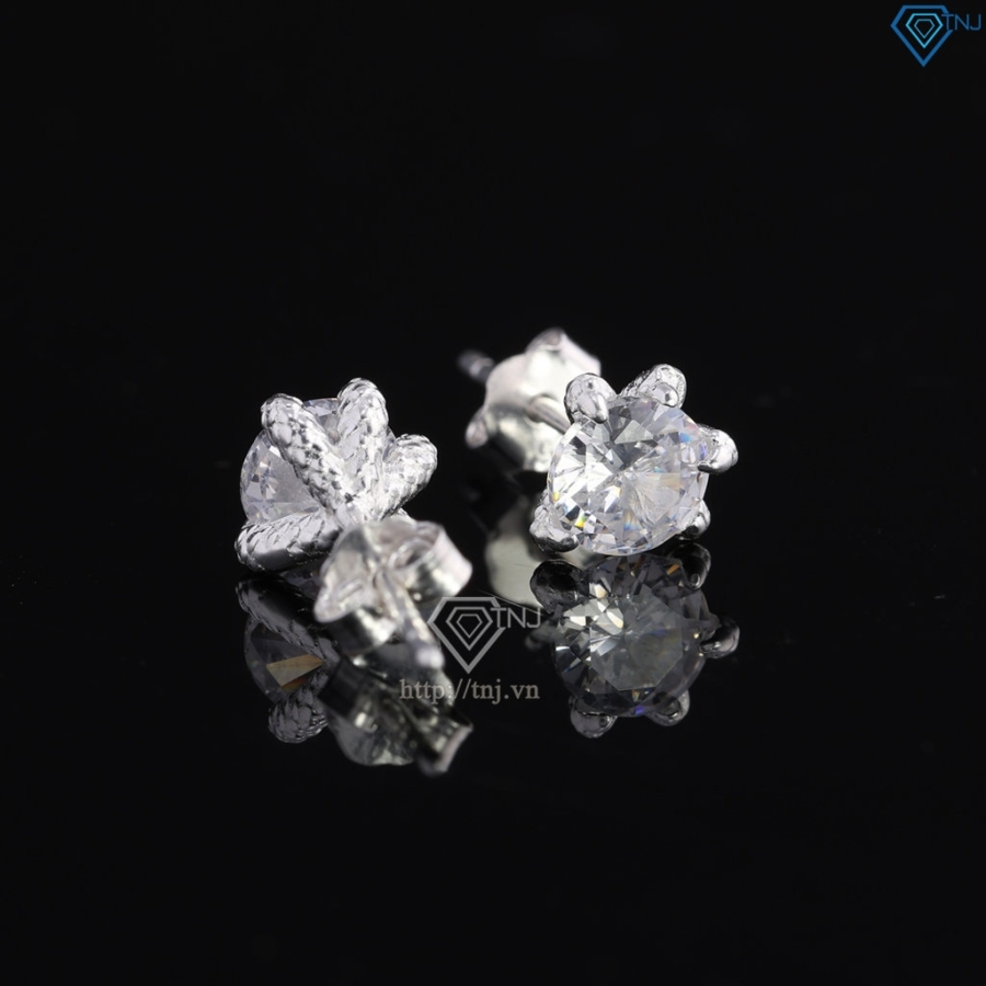 Bông tai bạc nam móng rồng đính đá 6mm BTA0114.2 - Trang Sức TNJ