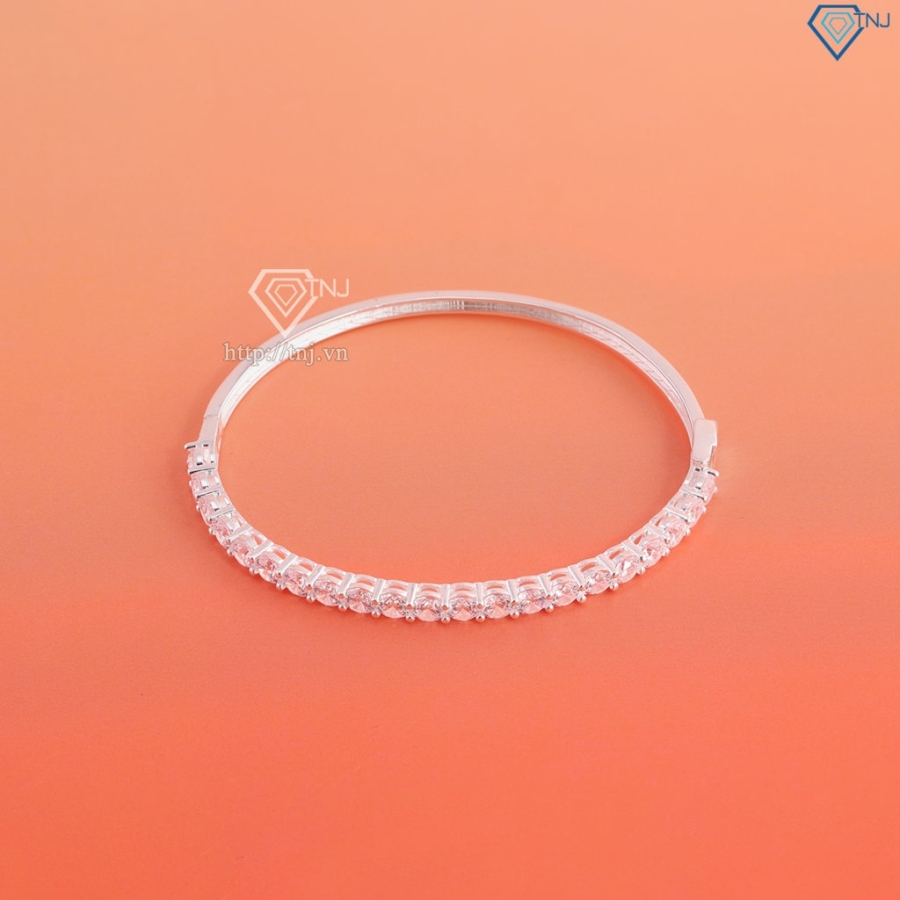 Lắc tay bạc nữ dạng kiềng đính đá LTN0430  - Trang Sức TNJ