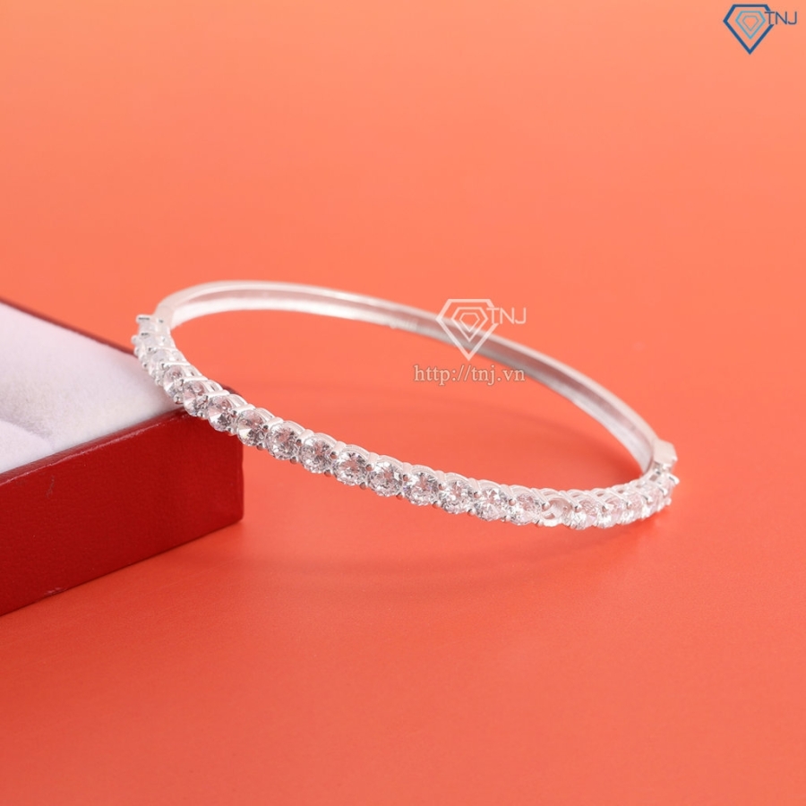 Lắc tay bạc nữ dạng kiềng đính đá LTN0430  - Trang Sức TNJ