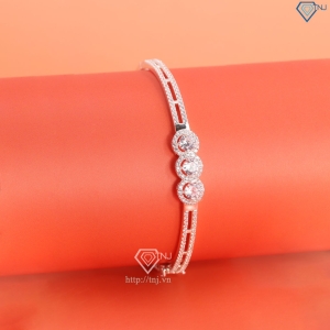 Lắc tay bạc nữ dạng kiềng đính đá đẹp LTN0428 - Trang Sức TNJ