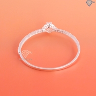 Lắc tay bạc nữ dạng kiềng mặt bông hoa đính đá đẹp LTN0429