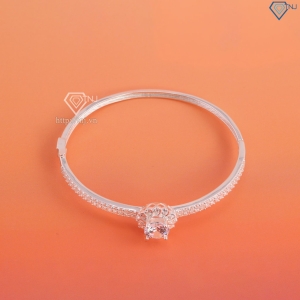 Lắc tay bạc nữ dạng kiềng mặt bông hoa hồng đính đá đẹp LTN0431