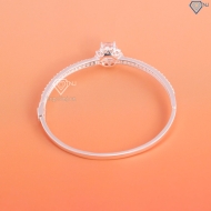 Lắc tay bạc nữ dạng kiềng mặt bông hoa hồng đính đá đẹp LTN0431