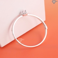 Lắc tay bạc nữ dạng kiềng mặt bông hoa hồng đính đá đẹp LTN0431