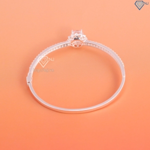 Lắc tay bạc nữ dạng kiềng mặt bông hoa hồng đính đá đẹp LTN0431