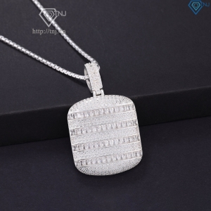 Dây chuyền bạc nam mặt chữ nhật đính full đá DCA0202