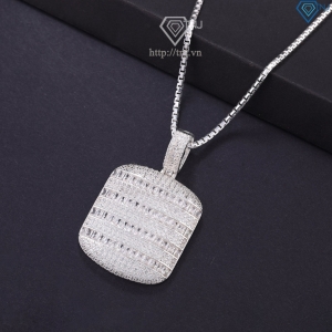 Dây chuyền bạc nam mặt chữ nhật đính full đá DCA0202
