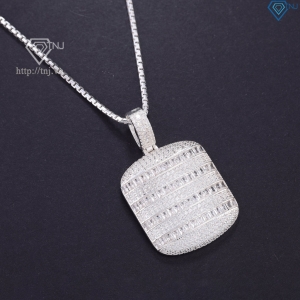Dây chuyền bạc nam mặt chữ nhật đính full đá DCA0202