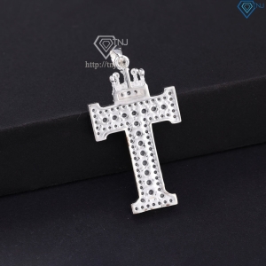 Mặt dây chuyền nam chữ T vương miện đính đá MDCA0201