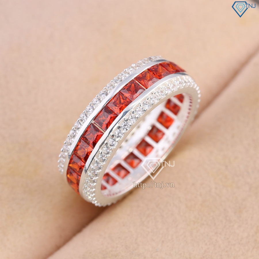 Nhẫn bạc nam tròn đính đá đỏ đẹp NNA0832 - Trang sức TNJ