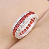 Nhẫn bạc nam tròn đính đá đỏ đẹp NNA0832