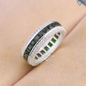 Nhẫn bạc nam tròn đính đá xanh lục đẹp NNA0832 - Trang sức TNJ