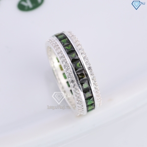 Nhẫn bạc nam tròn đính đá xanh lục đẹp NNA0832 - Trang sức TNJ