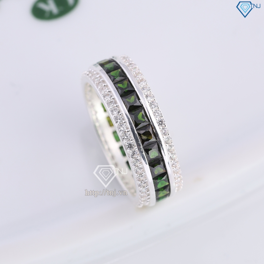 Nhẫn bạc nam tròn đính đá xanh lục đẹp NNA0832 - Trang sức TNJ