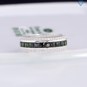 Nhẫn bạc nam tròn đính đá xanh lục đẹp NNA0832 - Trang sức TNJ